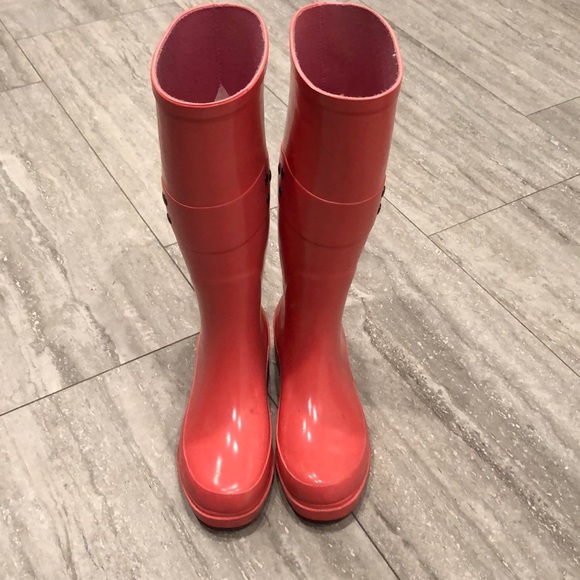coral rain boots
